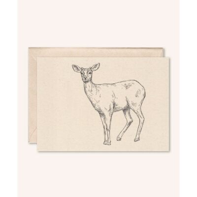 Carte de Noël durable + enveloppe | Cerf animal | fleur de sureau