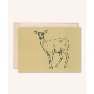Sustainable Christmas card + envelope | Animal Deer | Walnut