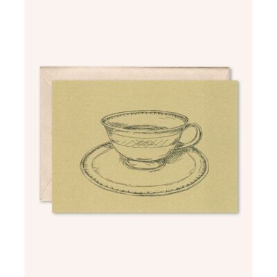 Nachhaltige Karte + Umschlag | Tasse Kaffee | Nussbaum