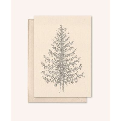 Tarjeta de Navidad sostenible + sobre | Árbol de pino | flor de saúco
