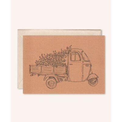Sustainable Christmas card + envelope | Van Ape Christmas Tree | Peach