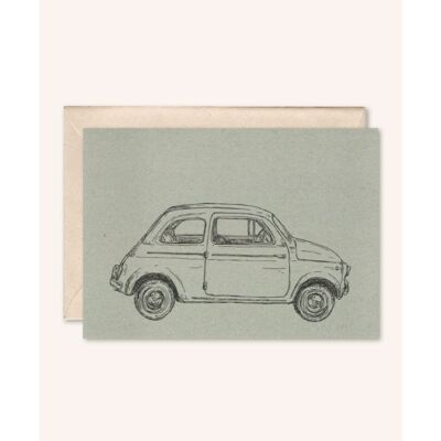 Sustainable card + envelope | Car Fiat 500 | silver fir