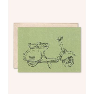 Nachhaltige Karte + Umschlag | Moped Vespa | Rosmarin