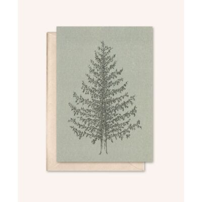 Duurzame kerst kaart + envelop | Dennenboom | Zilverspar