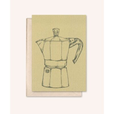 Nachhaltige Karte + Umschlag | Moka Kaffeekanne | Nussbaum