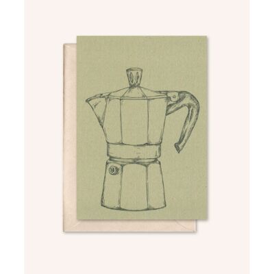 Duurzame kaart + envelop | Moka Koffiepotje | Salie