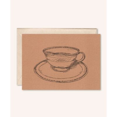 Duurzame kaart + envelop | Kopje koffie | Perzik