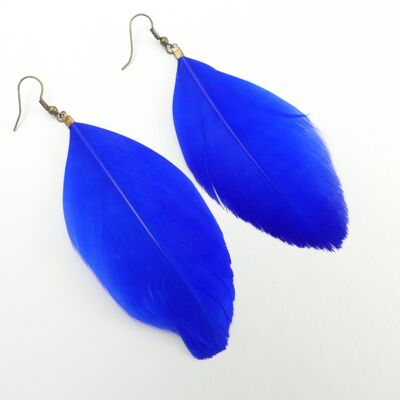 Extra-light Hard Blue Feather Earrings