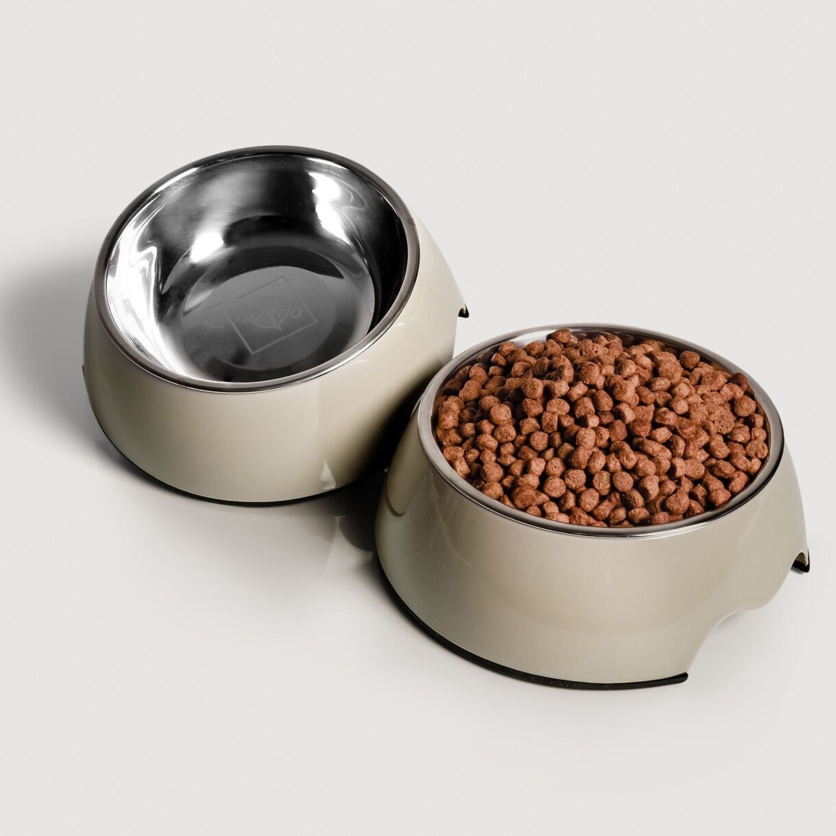 ne&no® Futternapf - 2er Set - für Hunde und Katzen - Taupe [Gr. S / M / L]