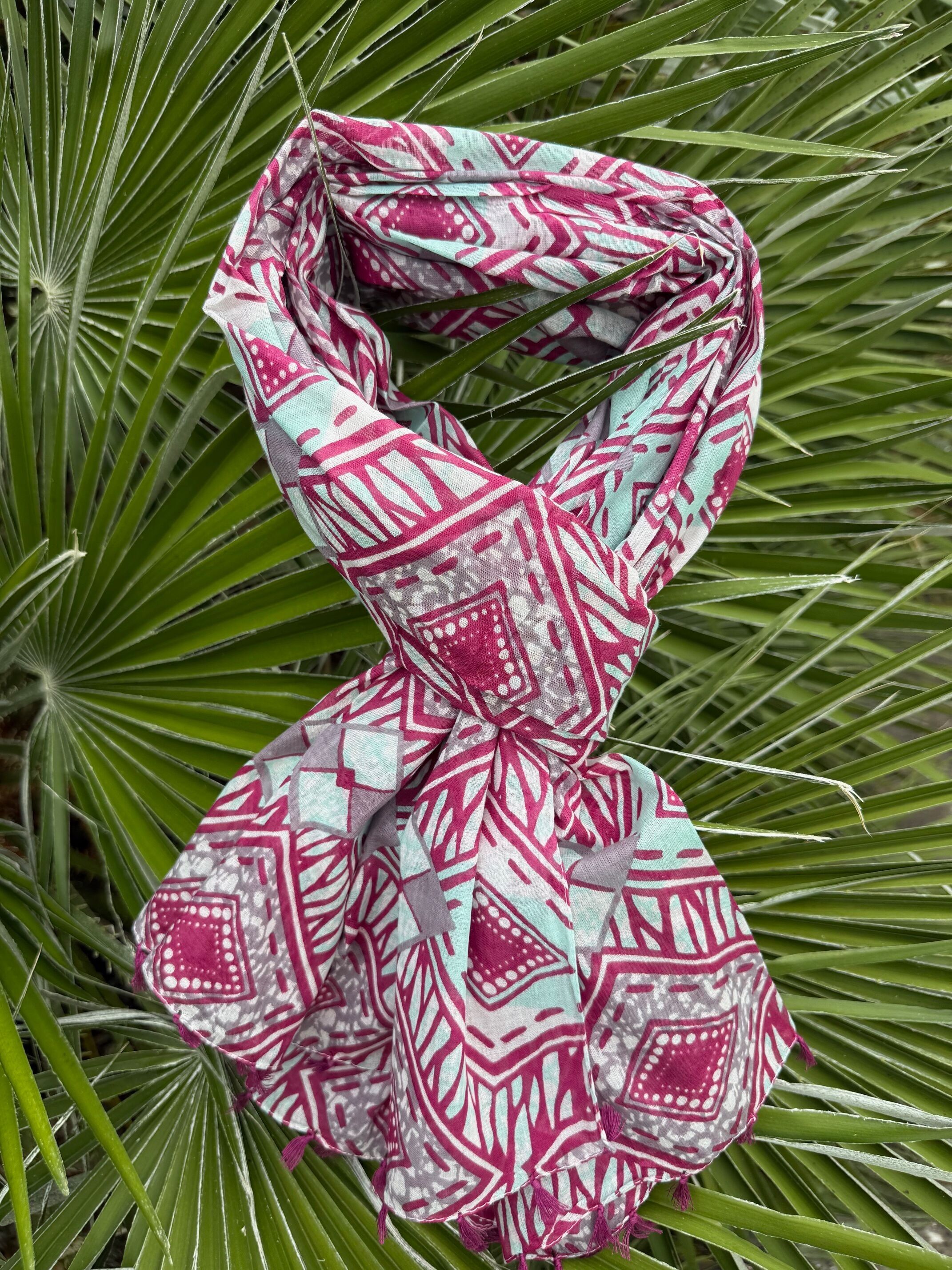 Sciarpa 100% cotone indiano con stile etnico - Donna