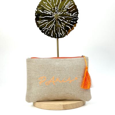 BORSA IN COTONE E LINO CON POMPON "PARIS"