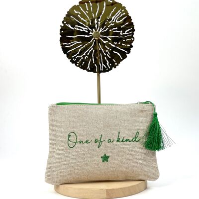 BORSA IN COTONE E LINO CON POMPON "UNICO NEL SUO GENERE"