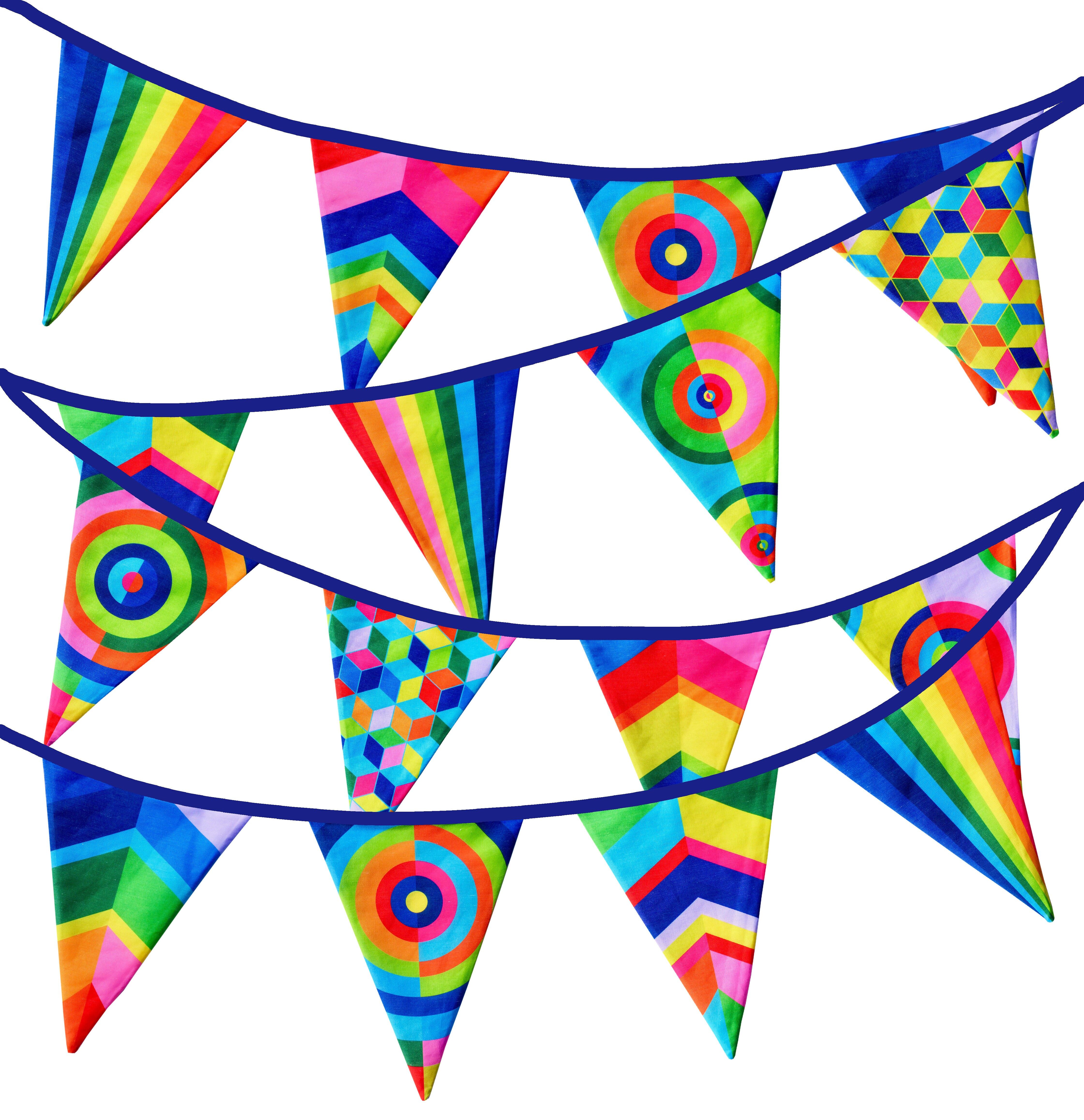 Sustainable fabric garland flag line | fabric garland | sustainable flag garland | birthday decoration | Rainbow Festival XL | 12 meters | 24 flags