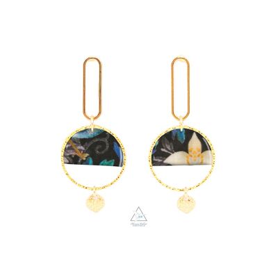 Earrings gilded with fine gold LUCIA - STRAWBERRY BLACK