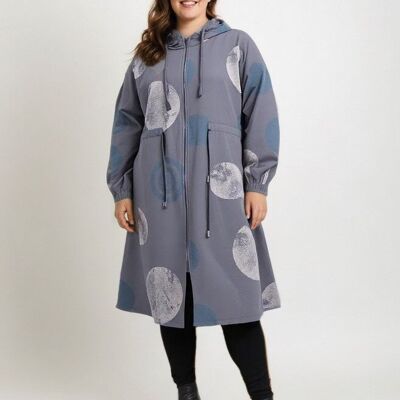 Plus size gray polka dot print jacket (C6508&GRIS)
