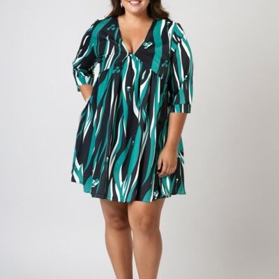 Vestido estampado verde de talla grande (C6609&VERT)