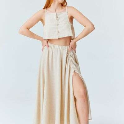 Falda de lino Asana – Beige natural