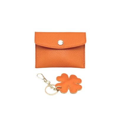 Set leather key chain and card holder, Made in Italy, SET01