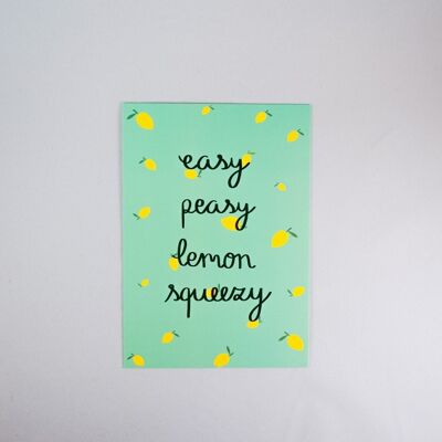 Postkarte Karte zum Versenden "easy peasy lemon squeezy"
