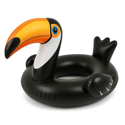 Flotador inflable gigante en forma de tucán de 128 cm multicolor con asas para niños y adultos en piscina o playa