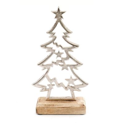 26cm Silver Christmas Tree Ornament On Base