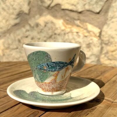 HANDMADE CERAMIC SET (CUP + PLATE) FISH