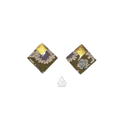 Carmen earrings gilded with fine gold - khaki froufrou