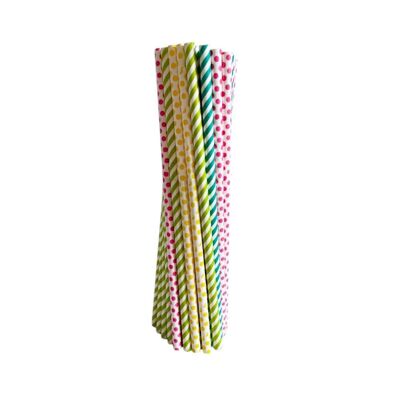 Pajitas de papel a rayas multicolores – Paquete de 50 – 20 cm – Fiesta, cumpleaños, cóctel