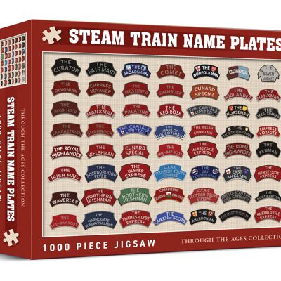 Puzzle da 1000 pezzi con targhette dei treni a vapore