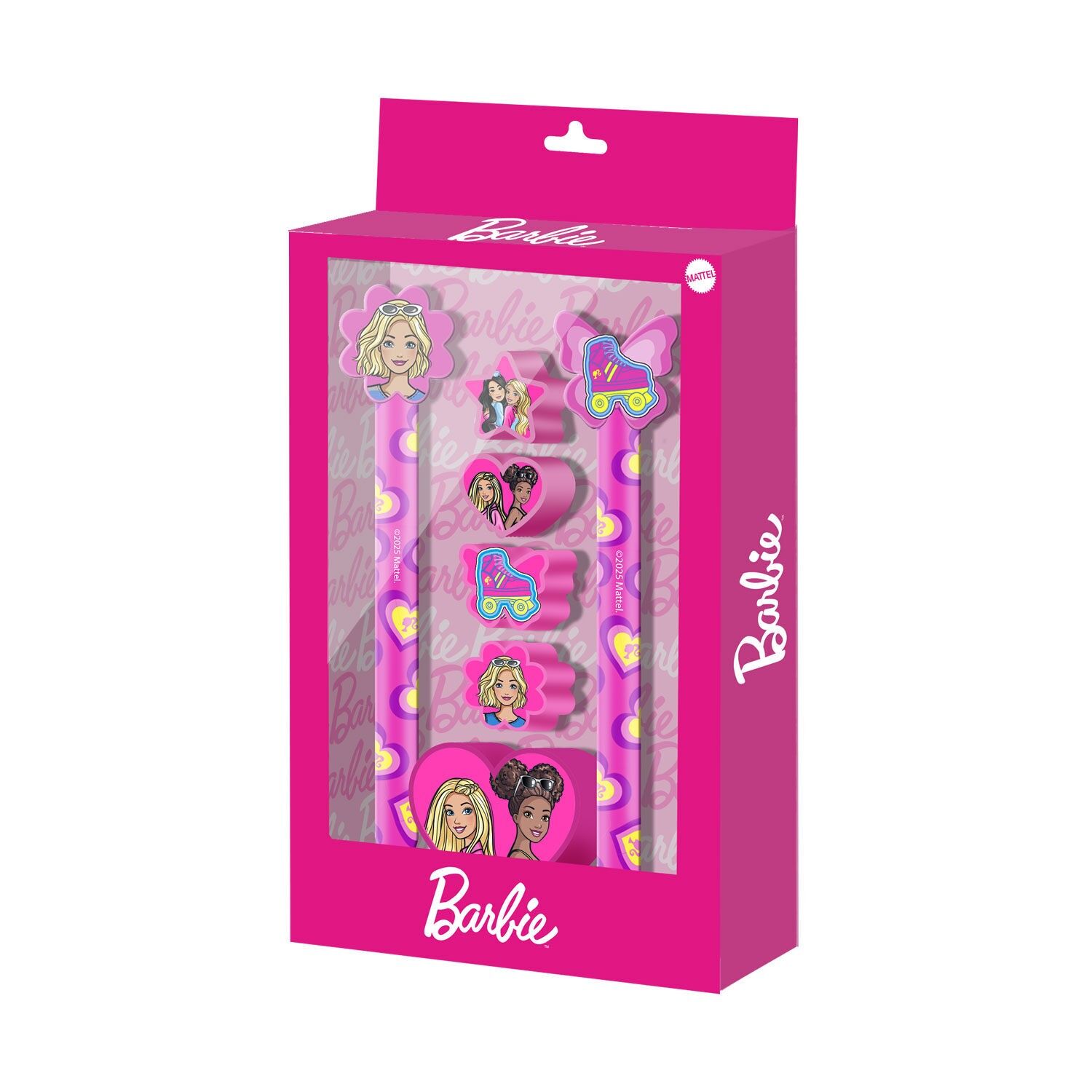 Penna gel cancellabile Barbie Mix-Pack + matita Eternal + 4 gomme + temperino