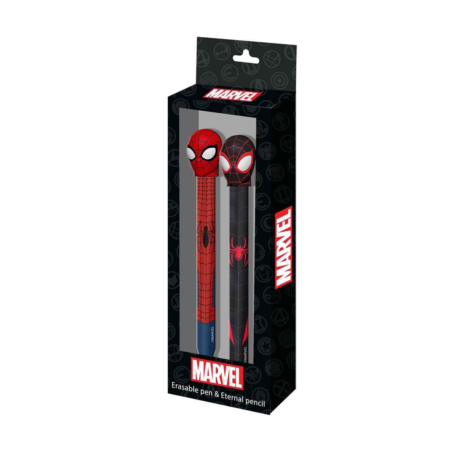 Confezione di matita e penna gel cancellabile Marvel Spiderman Peter Pan Eternal, nera