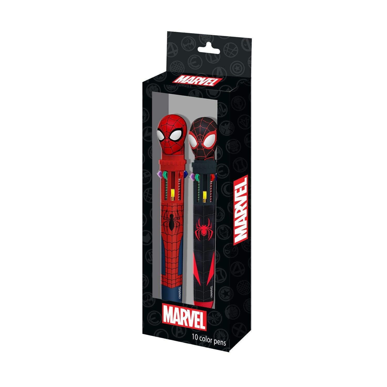 Marvel Spiderman Peter - Confezione da 2 penne 10 colori