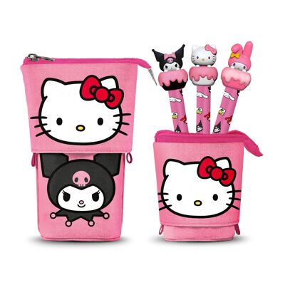 Sanrio Hello Kitty Playful-Estuche Portatodo Cute + 3 Bolis Gel, Rosa