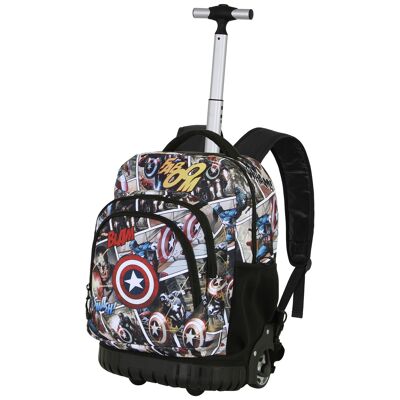 Sac à dos à roulettes Marvel Captain America Comic-Con GTS FAN, multicolore