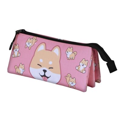 Oh My Pop Shiba-Estuche Portatodo Triple, Rosa
