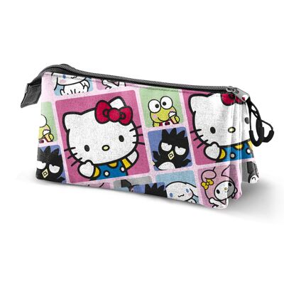 Sanrio Hello Kitty Panels-Estuche Portatodo Triple, Multicolor