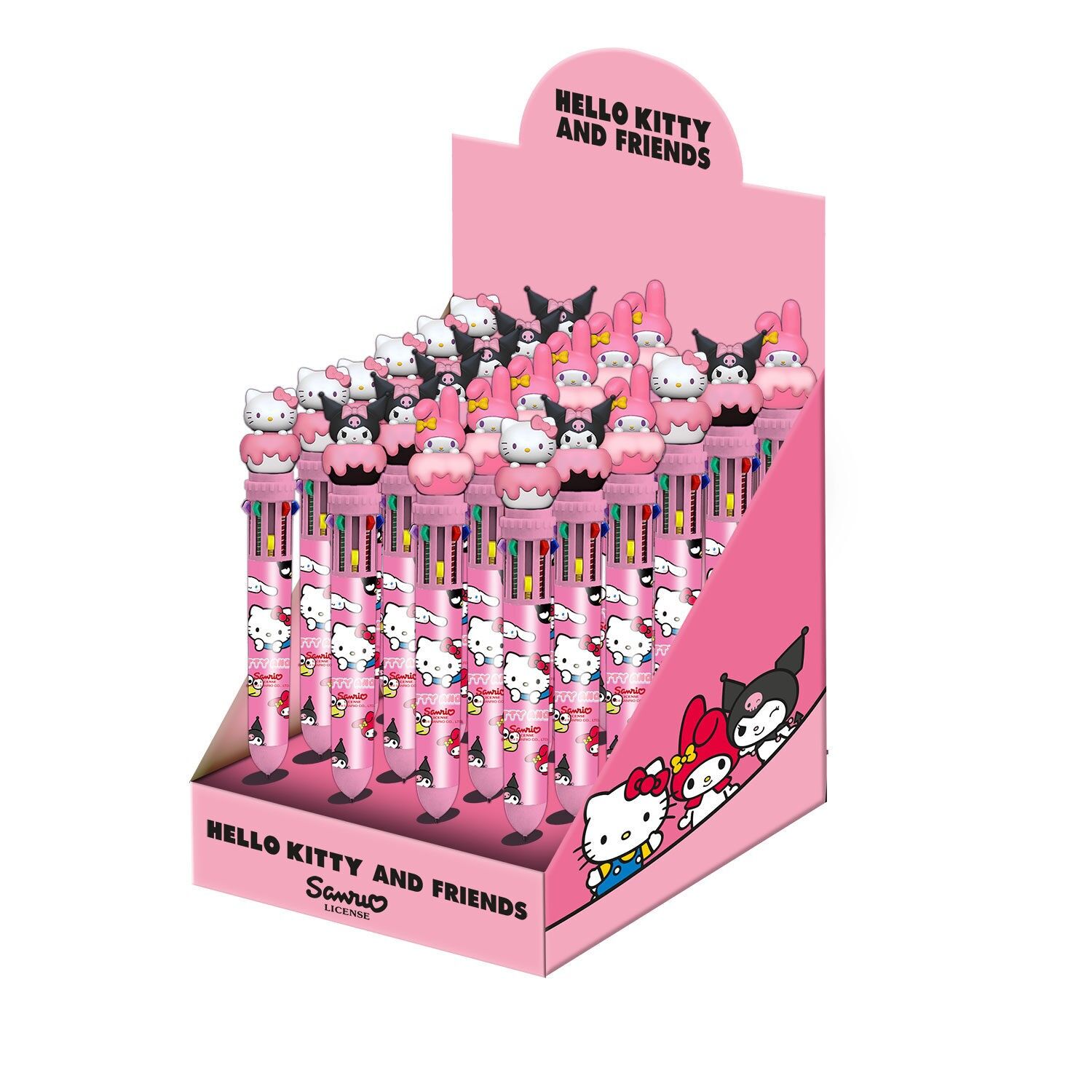 Hello Kitty - Espositore da 24 penne a sfera 10 colori