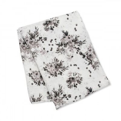 Lulujo Swaddle Bamboo 120x120 - Schwarzes Blumenmuster