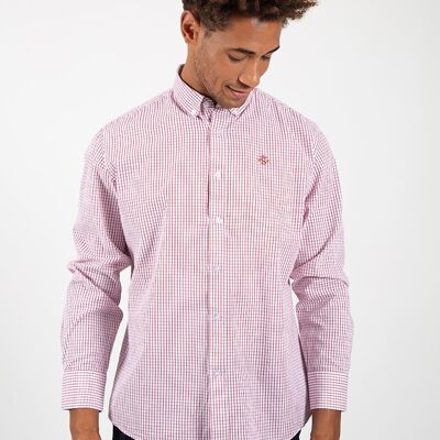 Camisa blanca cuadro Rojo