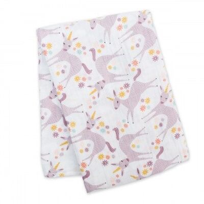 Lulujo swaddle 120x120 - Modern Unicorn