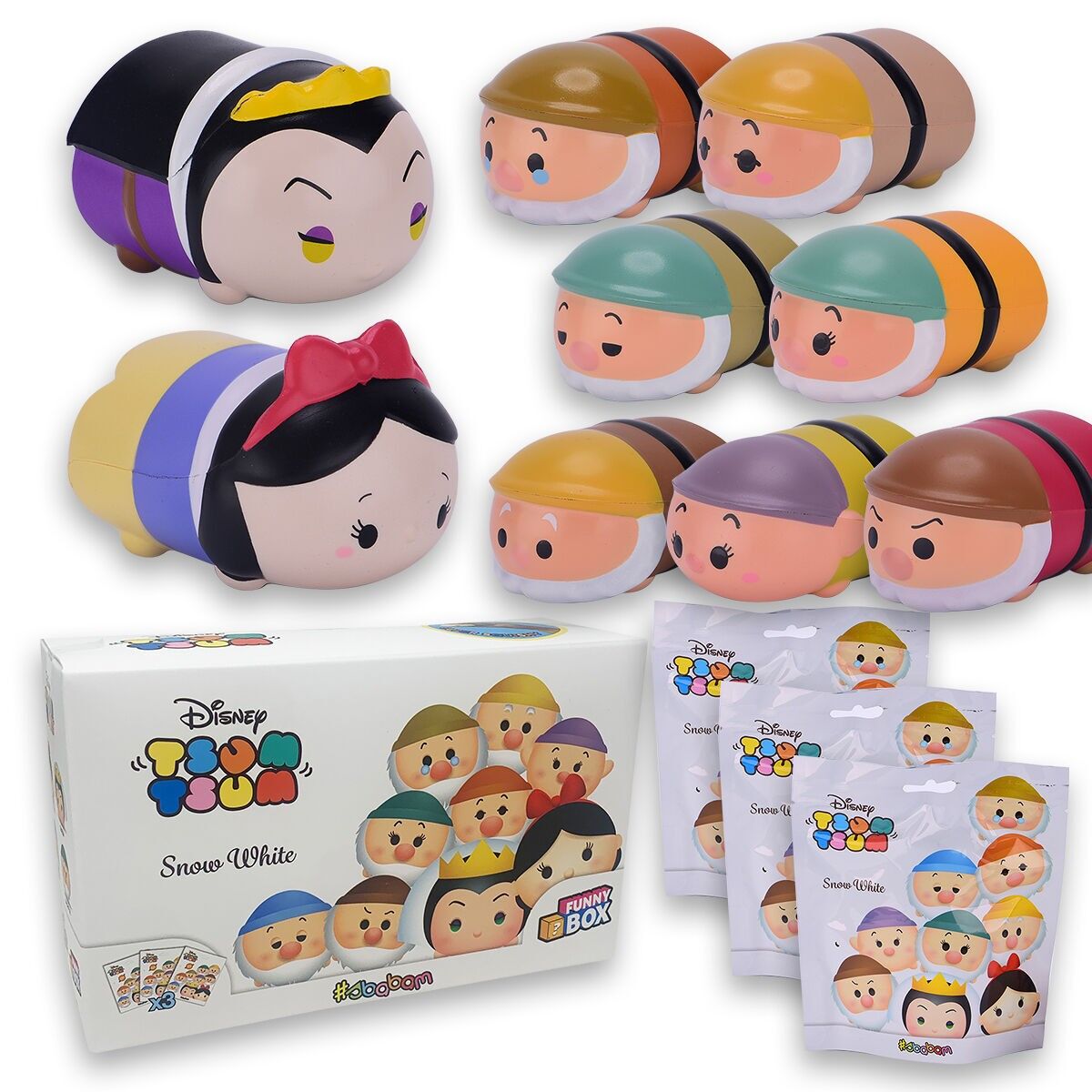 Squishy Disney Tsum Tsum Schneewittchen: Lustige Box mit 3 verschiedenen Figuren