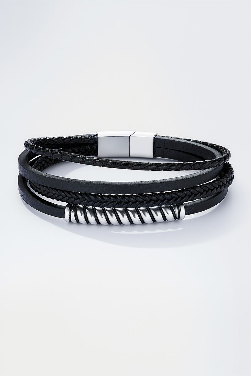 Bracciale in pelle e acciaio inossidabile 324OP86