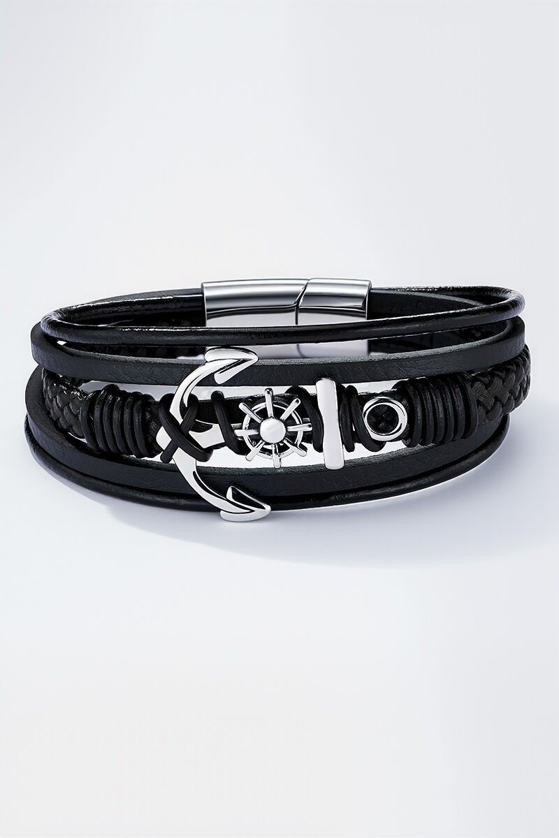 Bracciale in pelle e acciaio inossidabile 324OP90