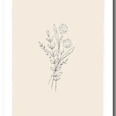 Greeting card floral bouquet drawn