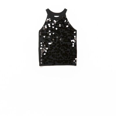 haut en tricot noir avec détails en paillettes