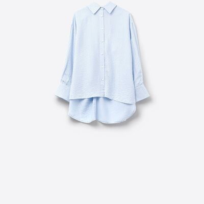 chemise bleu bébé oversize avec nœud dans le dos