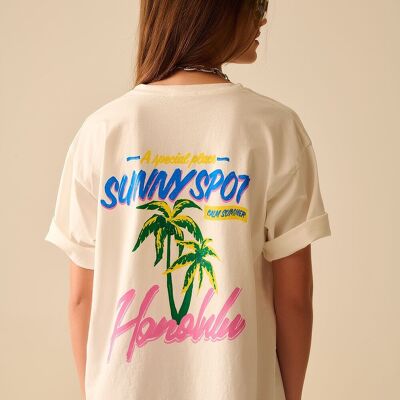 White t-shirt made in Italy with Honolulu graphic