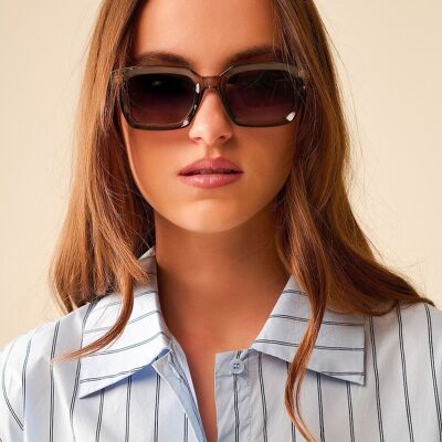 Occhiali da sole con montatura quadrata spessa, stile retrò, in grigio