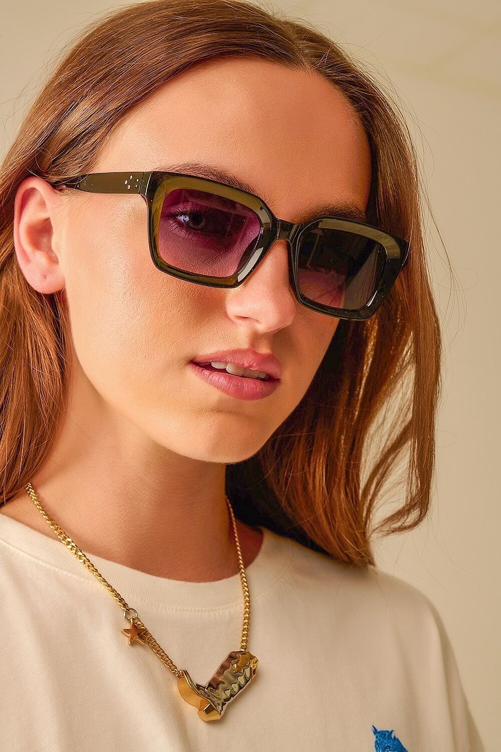 Occhiali da sole con montatura quadrata spessa, stile retrò, in verde