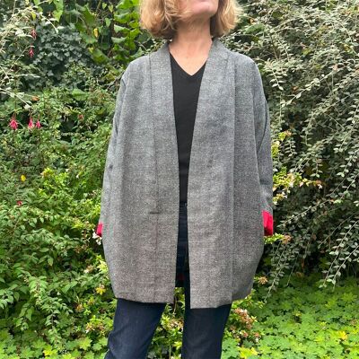 Veste kimono en coton japonais Pointillés